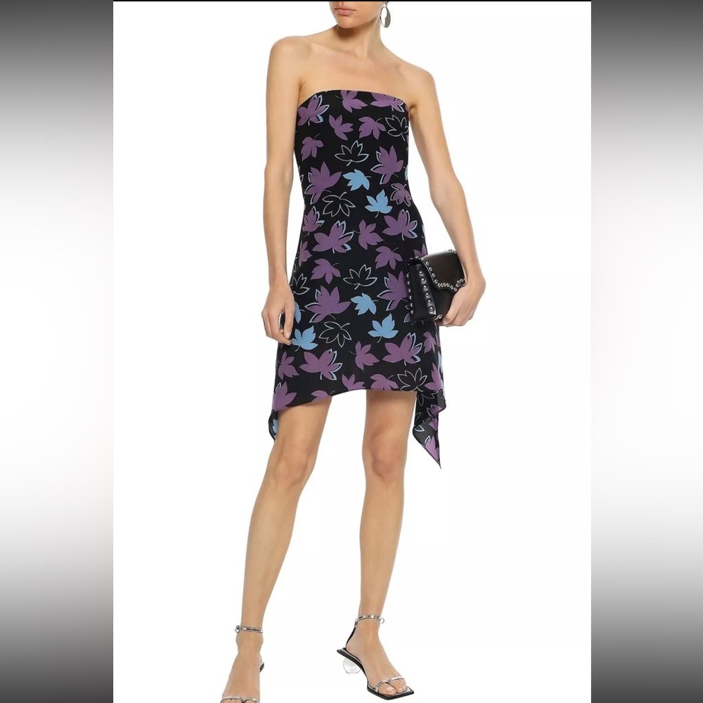 Versus by Versace Floral Strapless Silk Dress - Size 40, US 4
